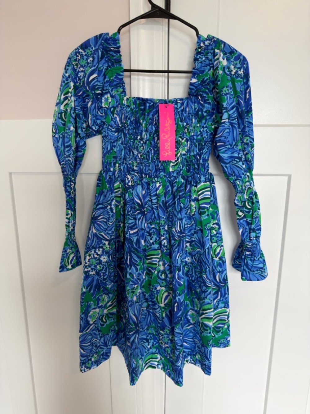 Lilly Pulitzer Beyonca Babydoll Dress Abaco Blue In Turtle Awe-NWT